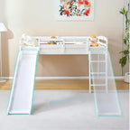 Fun White Loft Bed for Kids with Slide & Stairs