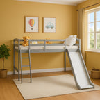 Fun White Loft Bed for Kids with Slide & Stairs