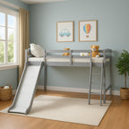 Fun White Loft Bed for Kids with Slide & Stairs