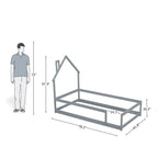 Wooden House Bed for Kids with Protective Rails