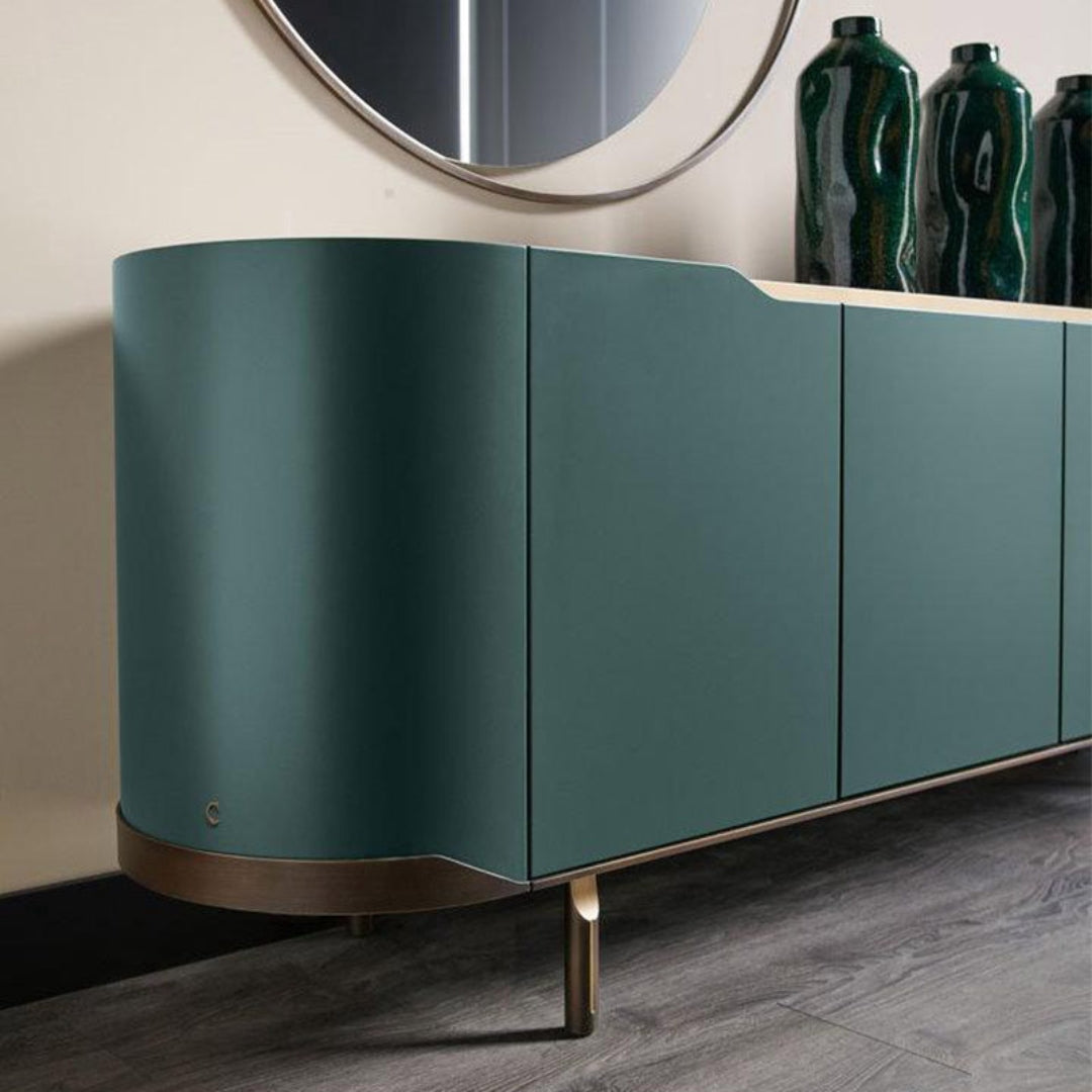Olive Green TV Unit With Rounded Edges