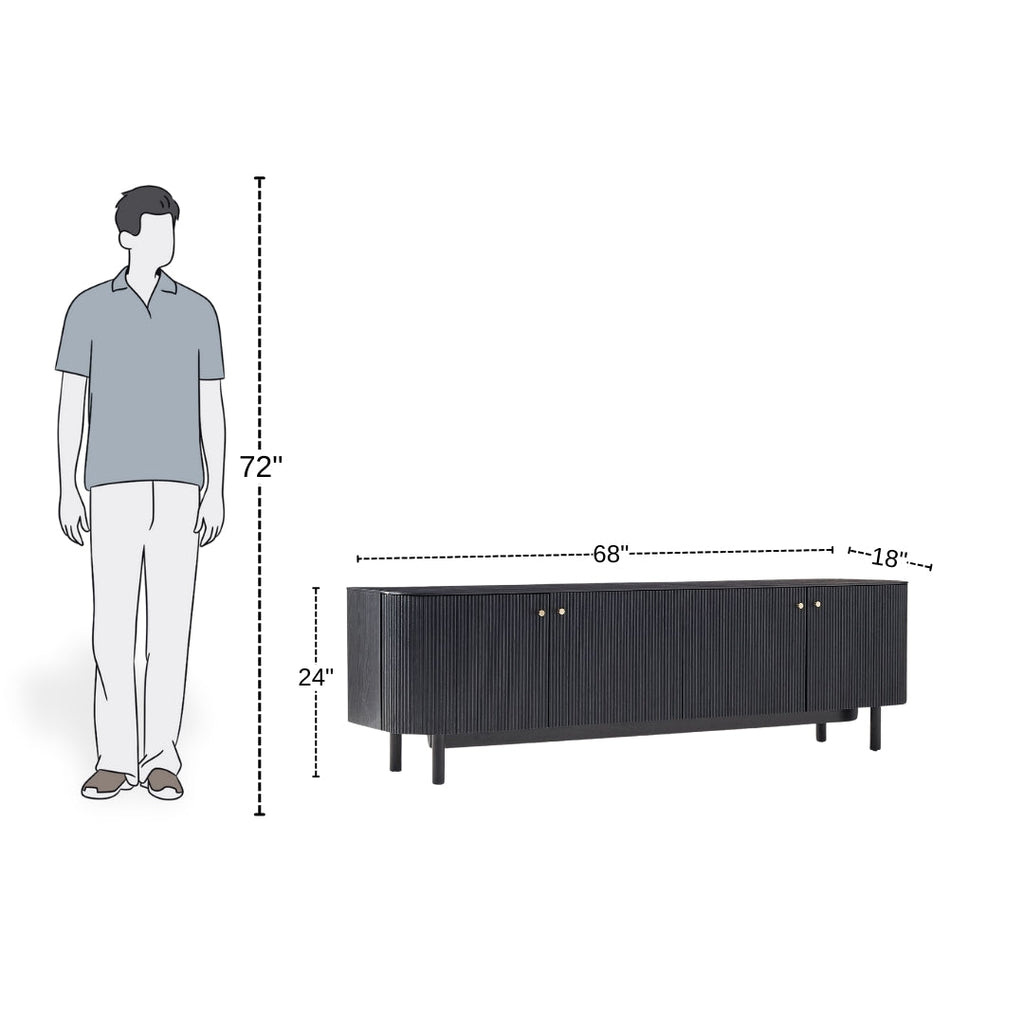 Elegant Black Slatted Media Unit