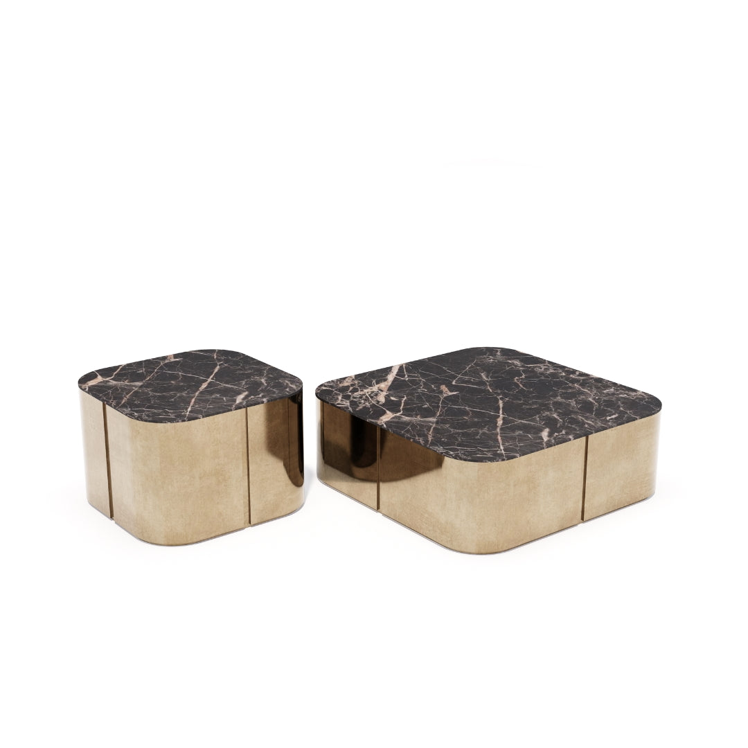 Elegant Set of Two Marble-Top Coffee Tables
