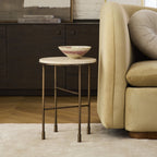 Minimal Ivory Marble & Brass Side Table