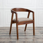 Curved Back Wood Dining Chair with Upholstered Seat