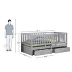 Kids Full Floor Bed with Guardrails and Storage Drawers