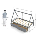 Kids Wooden Tent Bed with Storage Drawers