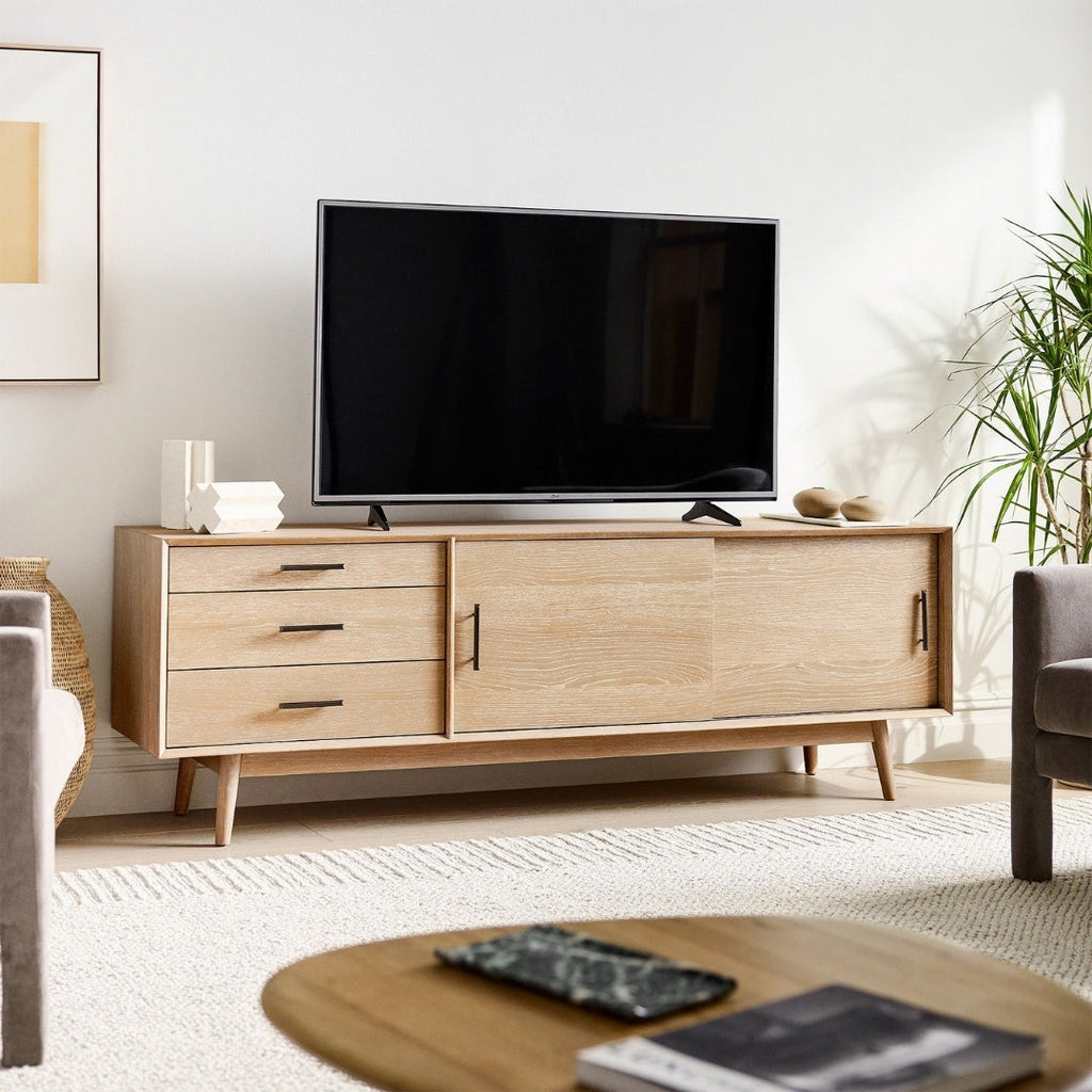 Natural Lightwood Minimalist TV Unit