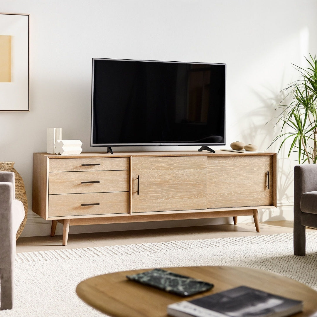 Natural Lightwood Minimalist TV Unit