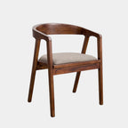 Curved Back Wood Dining Chair with Upholstered Seat