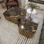 Elegant Set of Two Marble-Top Coffee Tables