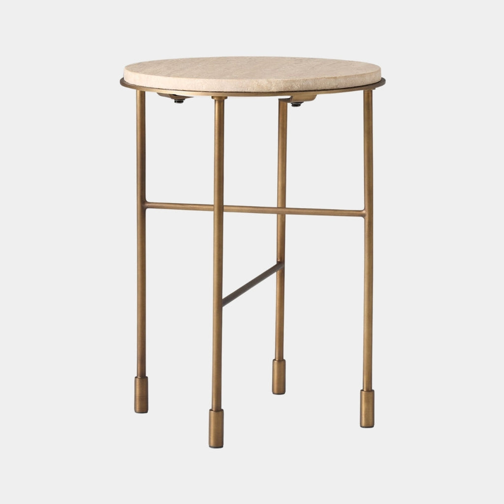 Minimal Ivory Marble & Brass Side Table