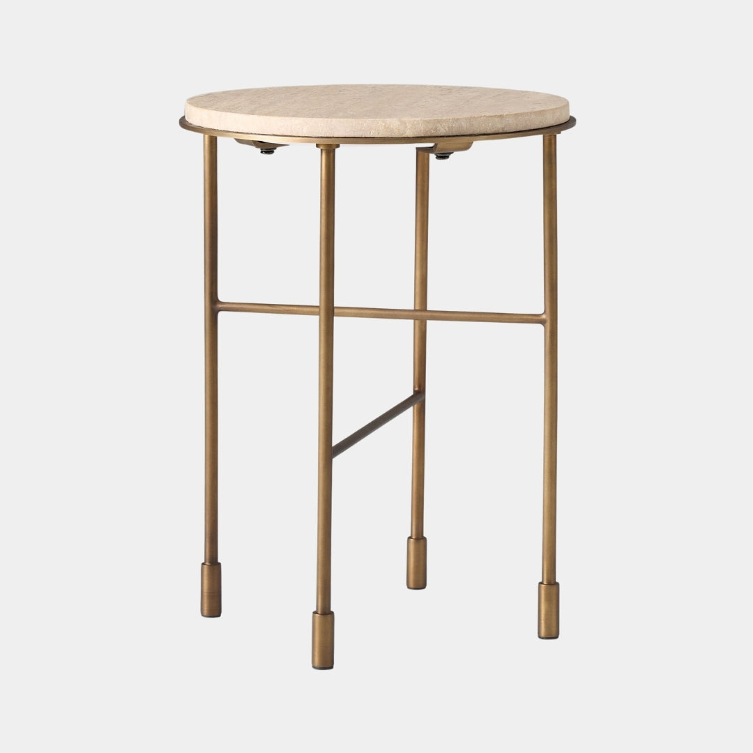 Minimal Ivory Marble & Brass Side Table