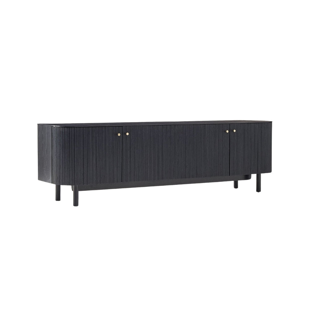 Elegant Black Slatted Media Unit