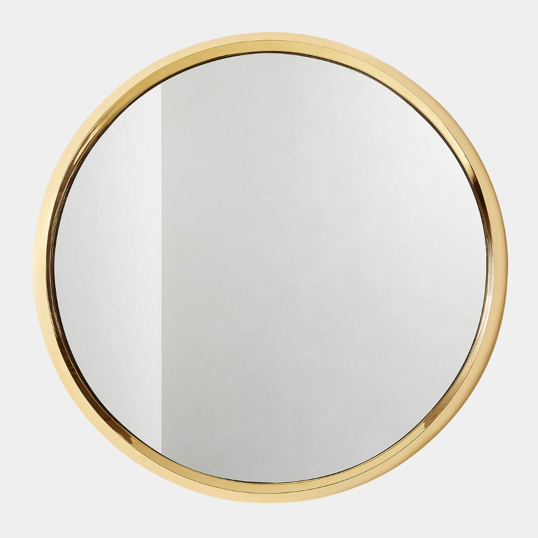Minimal Luxe Round Mirror with Gold Border