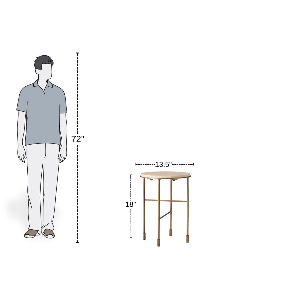 Minimal Ivory Marble & Brass Side Table