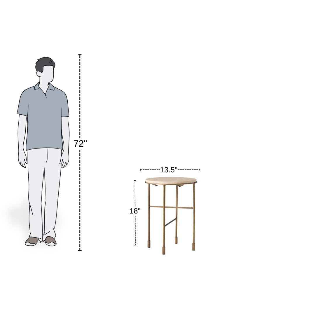 Minimal Ivory Marble & Brass Side Table