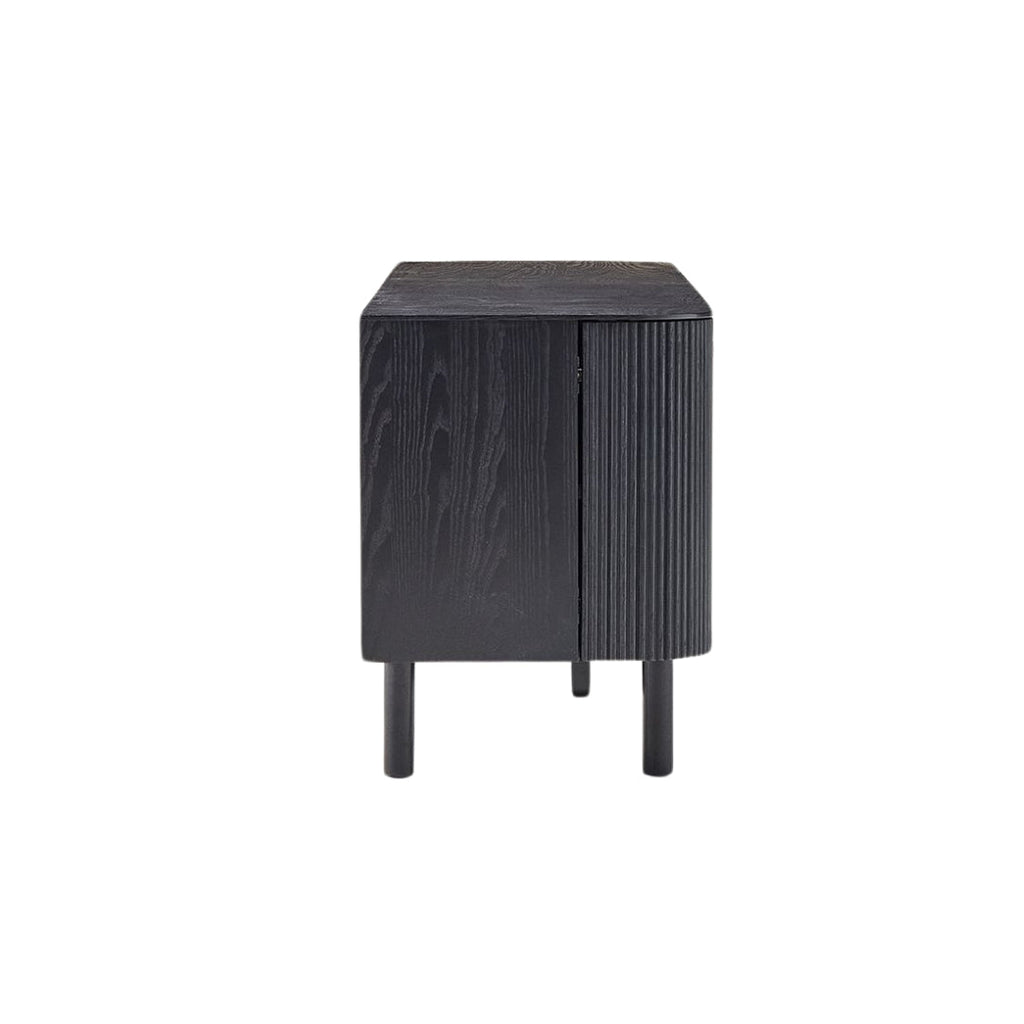 Elegant Black Slatted Media Unit