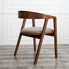 Curved Back Wood Dining Chair with Upholstered Seat