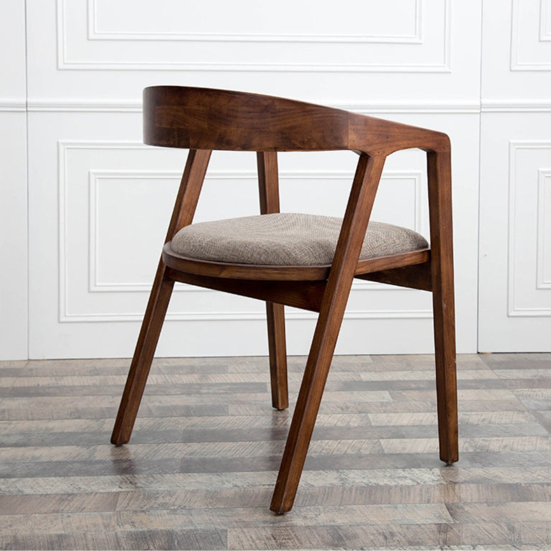 Curved Back Wood Dining Chair with Upholstered Seat