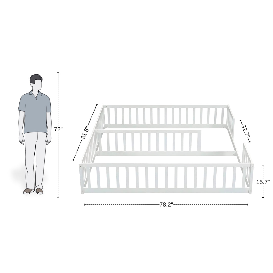 Twin Capacity White Baby Bed With Safety Rails