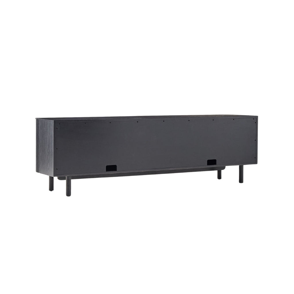 Elegant Black Slatted Media Unit