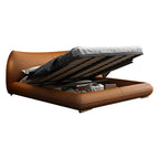 Luxe Tan Modern Leather Bed