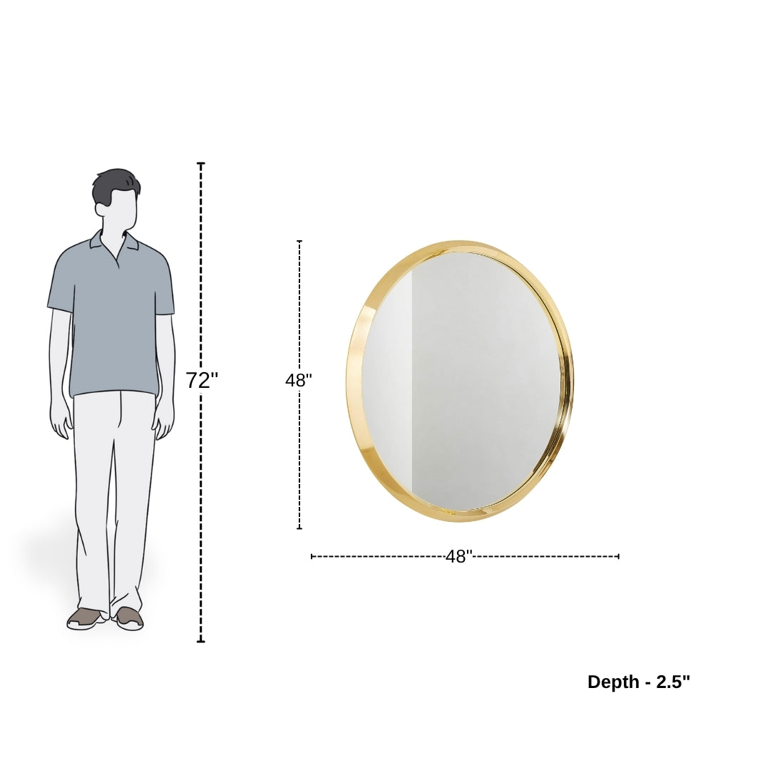 Minimal Luxe Round Mirror with Gold Border