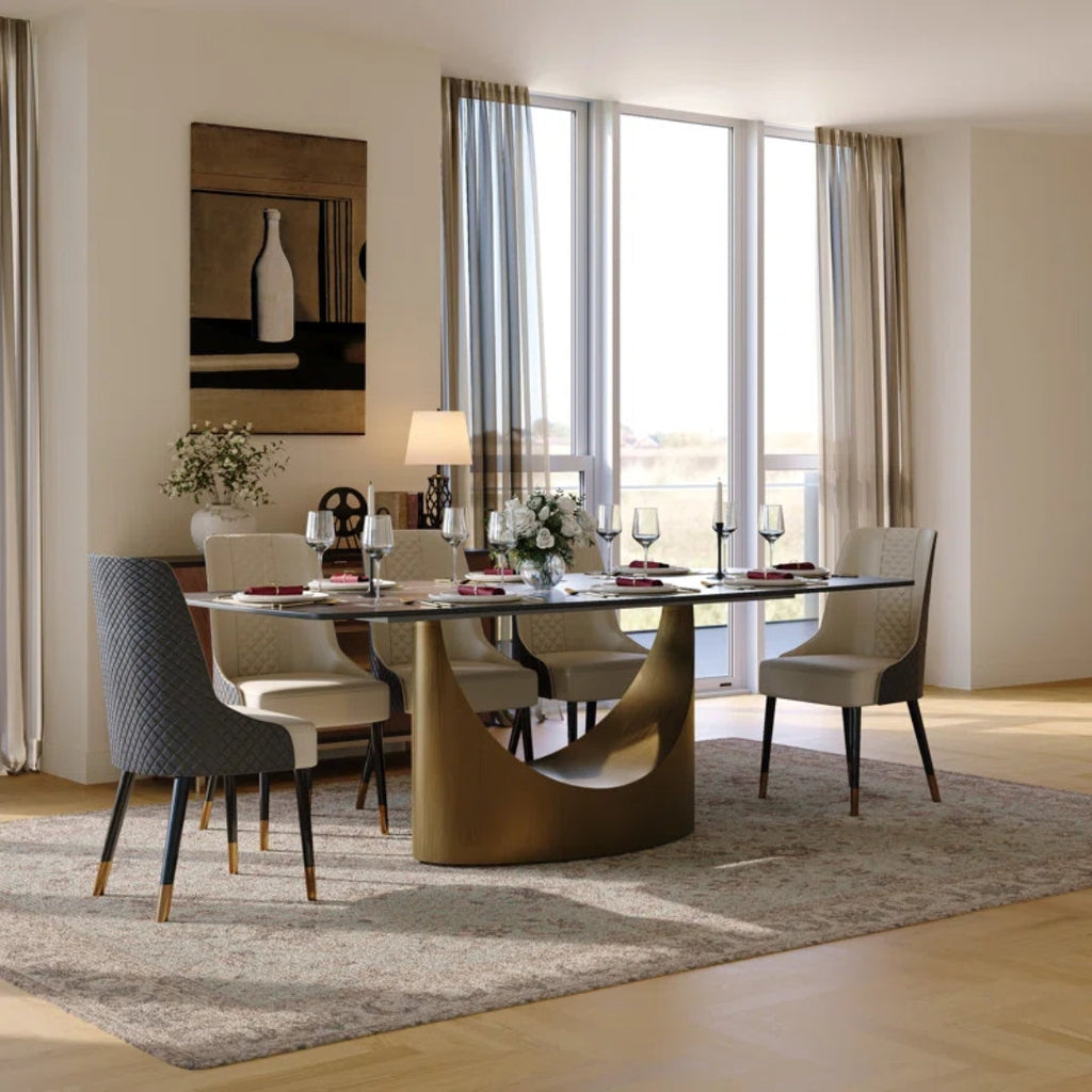 8 Seater Black Sintered Stone Rectangular Dining Table 