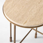Minimal Ivory Marble & Brass Side Table