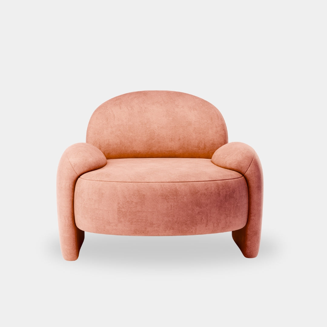 Contemporary Blush-Toned Curved Lounge Chair