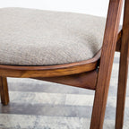 Curved Back Wood Dining Chair with Upholstered Seat