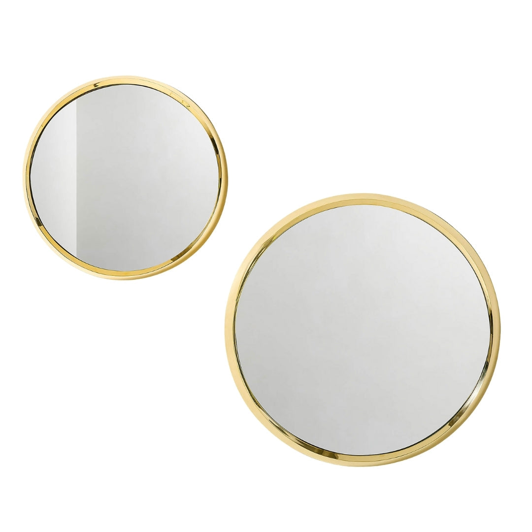 Minimal Luxe Round Mirror with Gold Border