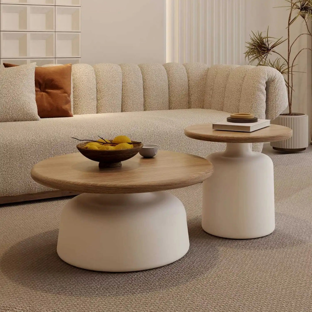 Buy Sculpted Stonewood Circular Duo Tables Online | Spaceven