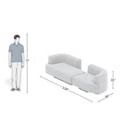 3 Seater Modern White Sofa With Curvy Backrest
