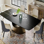 8 Seater Black Sintered Stone Rectangular Dining Table 
