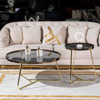 Golden Edge Black Marble Coffee Table Duo

