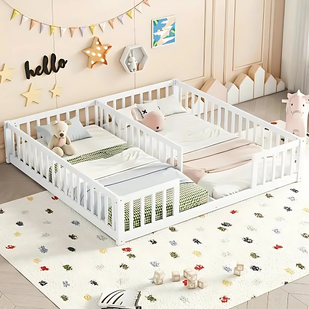 Twin Capacity White Baby Bed With Safety Rails
