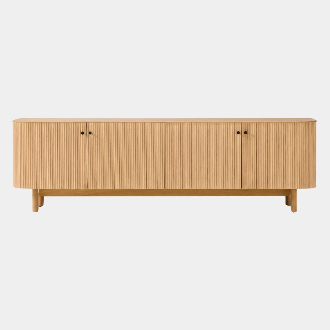 Contemporary Oak Slatted TV Unit