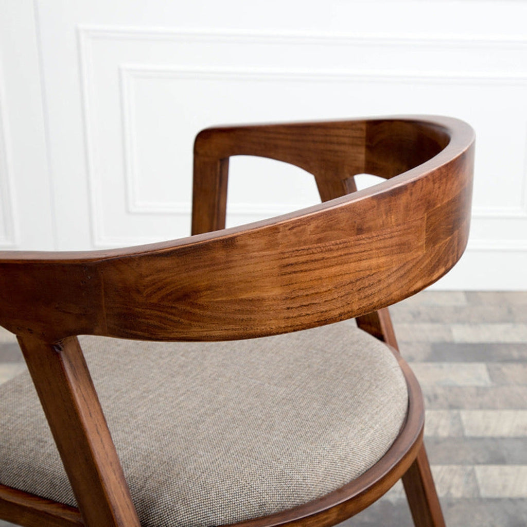 Curved Back Wood Dining Chair with Upholstered Seat