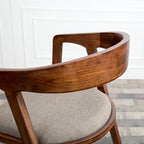 Curved Back Wood Dining Chair with Upholstered Seat