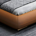 Luxe Tan Modern Leather Bed