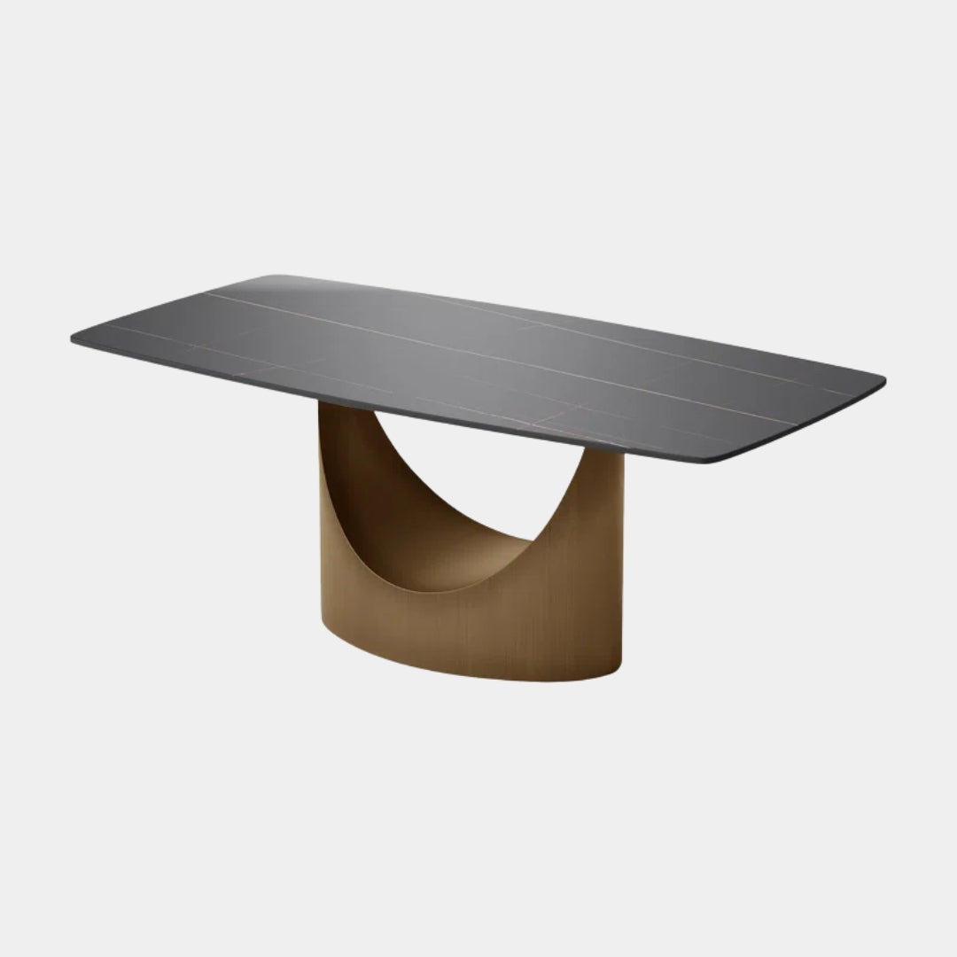 8 Seater Black Sintered Stone Rectangular Dining Table 