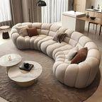 4 Seater Luxe Bubble Tufted Upholstered Curved Sofa