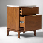 Elegant Two-Drawer Marble Top Nightstand