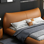 Luxe Tan Modern Leather Bed