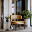 Retro Charm Armless Wooden Accent Chair