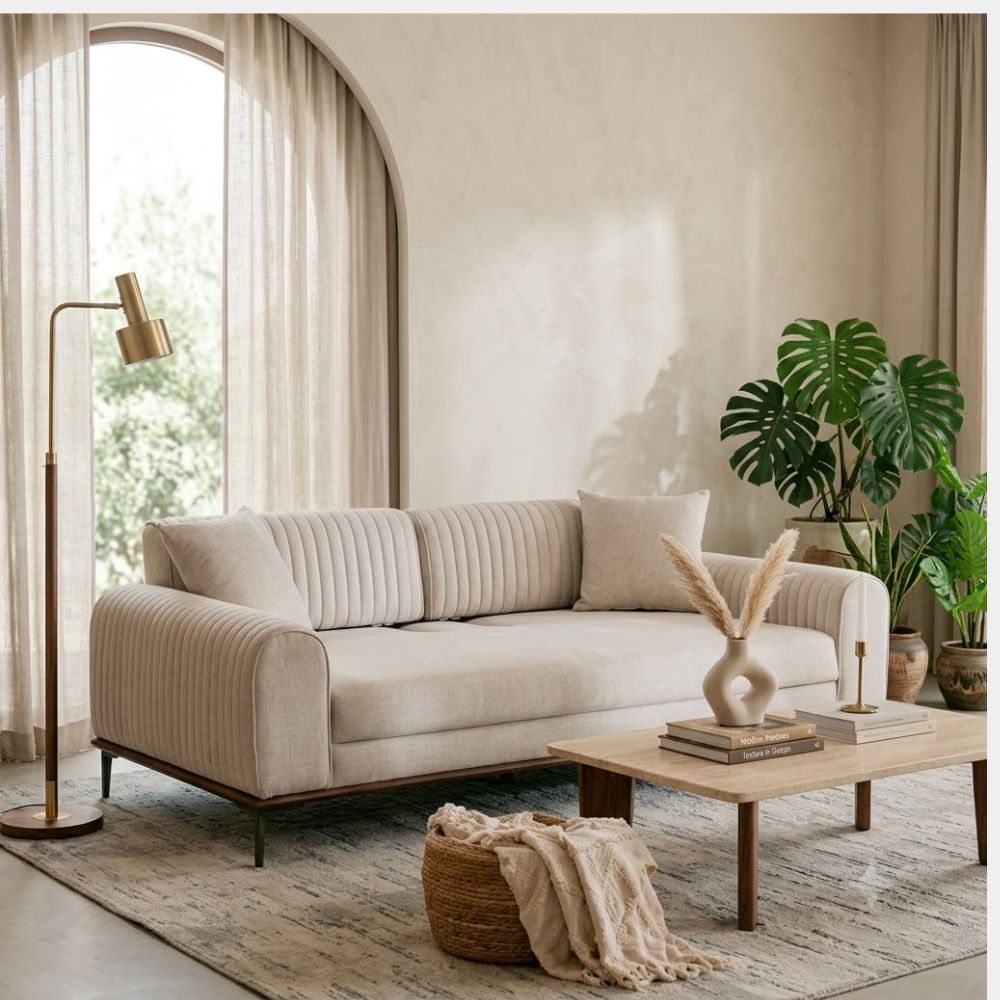 3 Seater Contemporary Linear Back Lounge Sofa