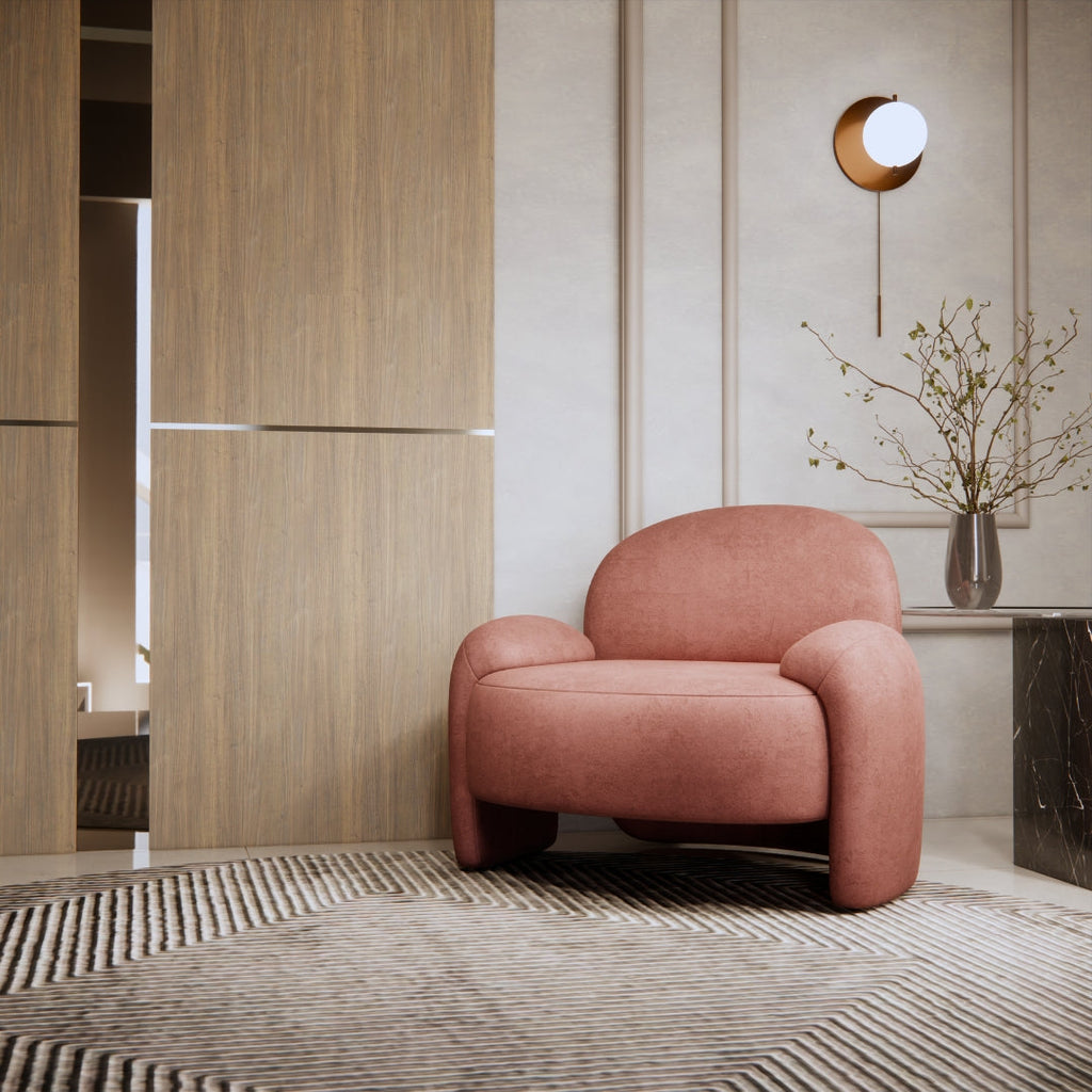 Contemporary Blush-Toned Curved Lounge Chair