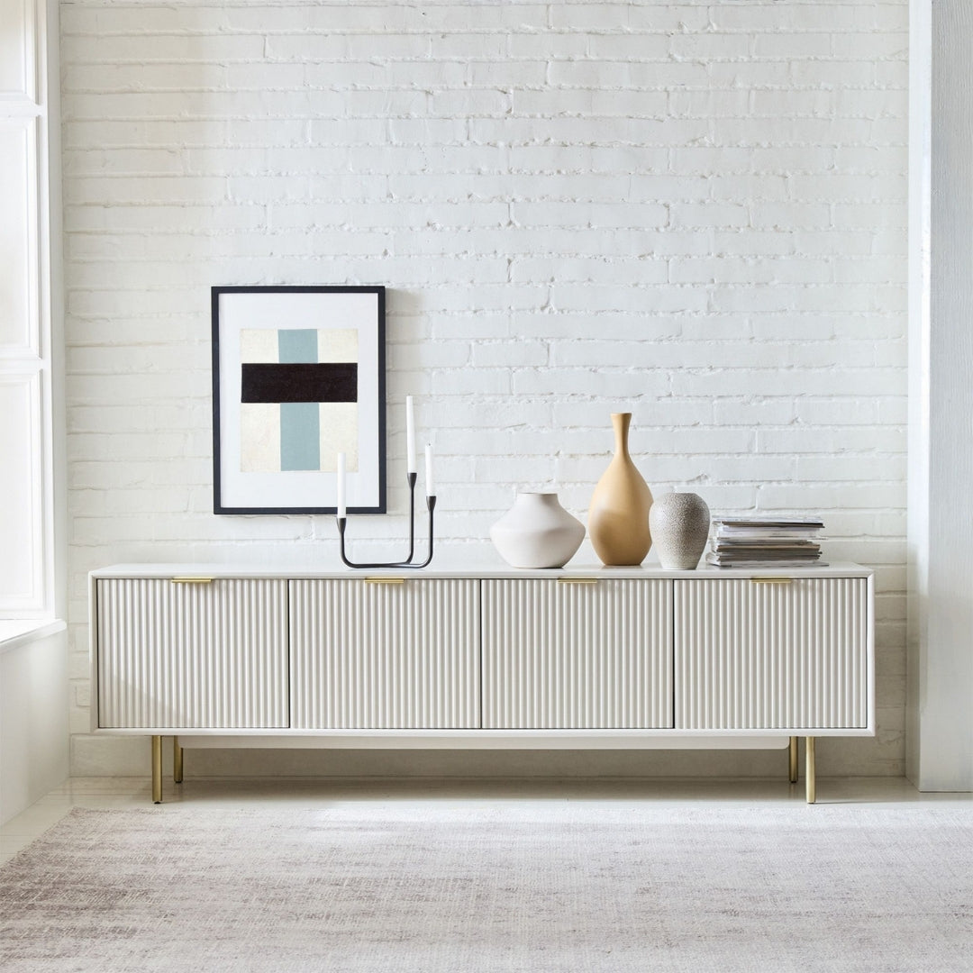 Modern Minimalist Striped Panel TV Unit